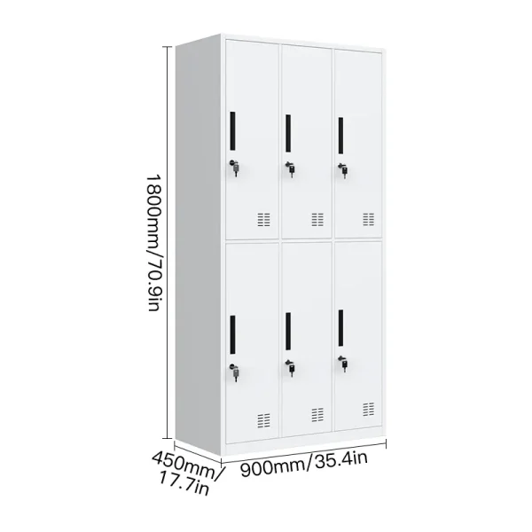 Adjustable Height 6 - Door Steel Locker Cabinet - Perfect for Gyms and Staff Work Areas